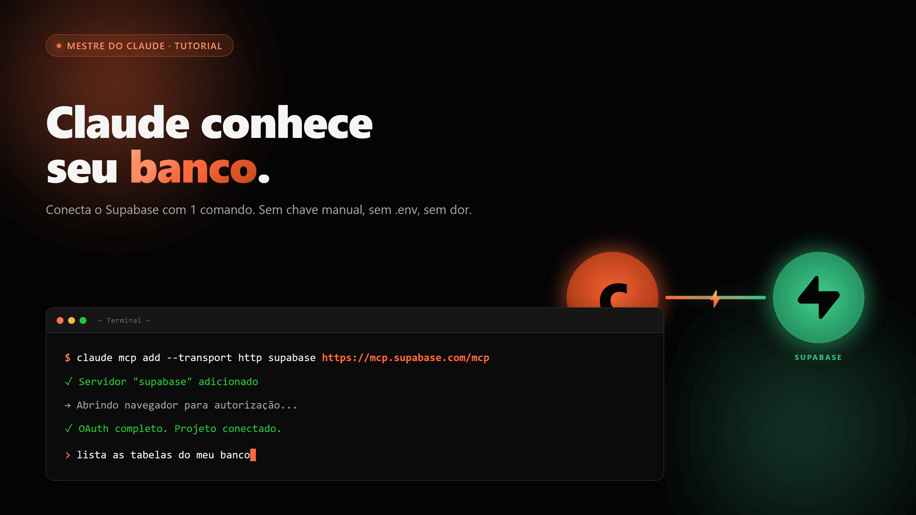Como conectar o Claude Code ao Supabase em 1 comando (sem perder a cabeça)