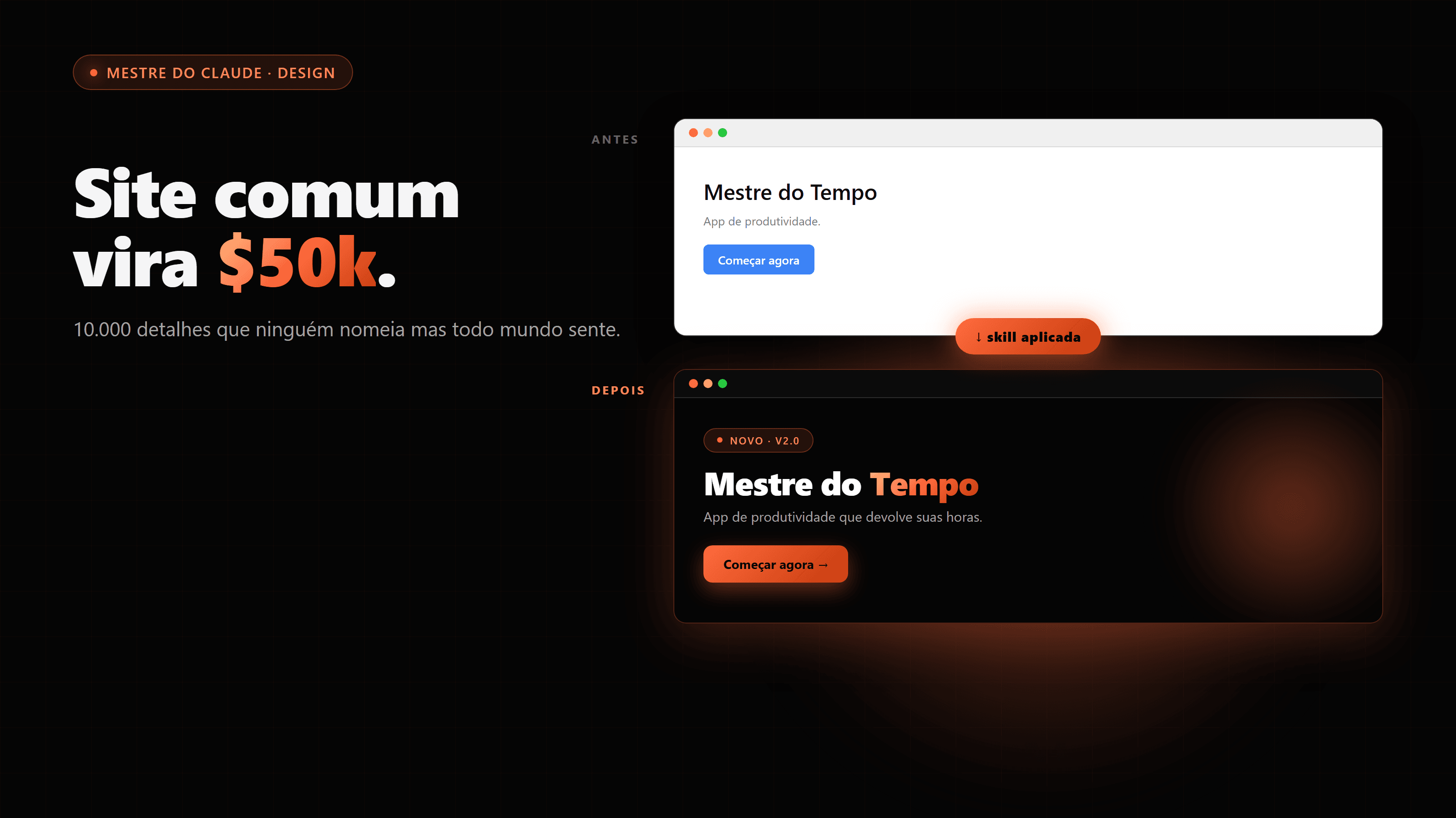 Como deixar um site com cara de R$50.000 usando o Claude Code (skill overkill-web-design)
