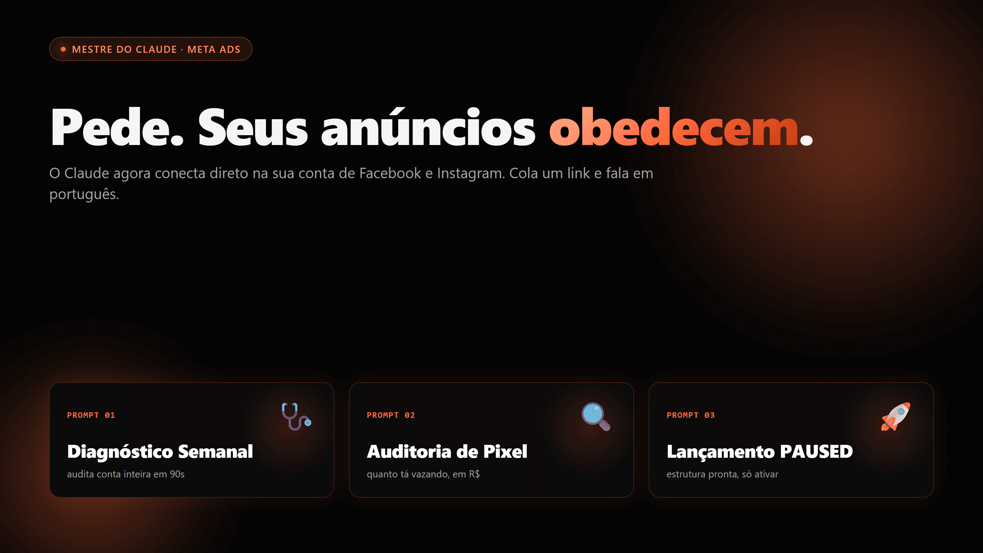 3 prompts pra controlar seus anúncios do Facebook e Instagram pelo Claude (kit grátis por tempo limitado)