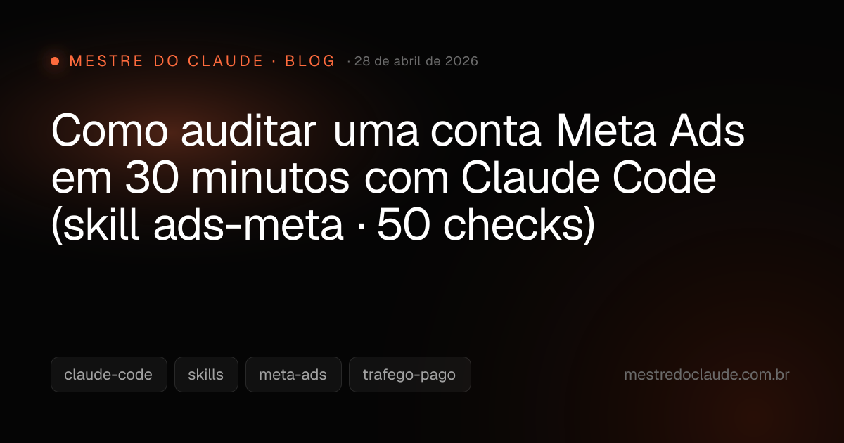 Como auditar uma conta Meta Ads em 30 minutos com Claude Code (skill ...