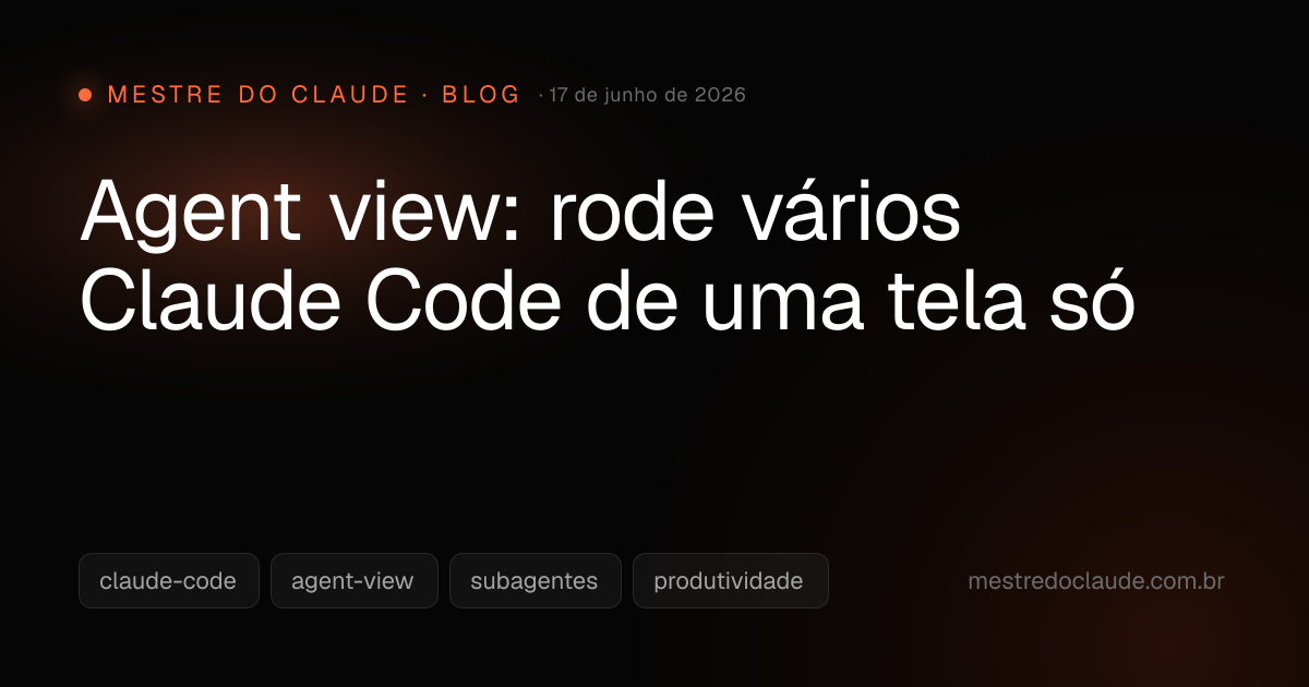 Agent view: rode vários Claude Code de uma tela só · Mestre do Claude