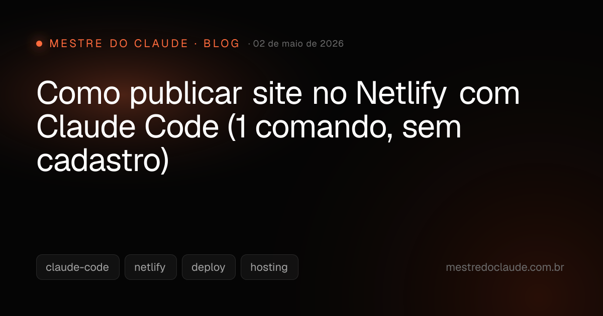 Como publicar site no Netlify com Claude Code (1 comando, sem cadastro ...